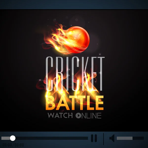 Živé televizní vysílání s hořící koule pro kriket bitva. — Stockový vektor