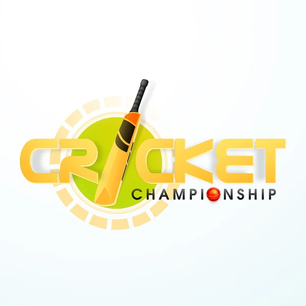 Cricket Championship concept met badjes en balletjes. — Stockvector