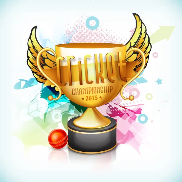 Golden winning trophy for Cricket Championship 2015. — Stock Vector
