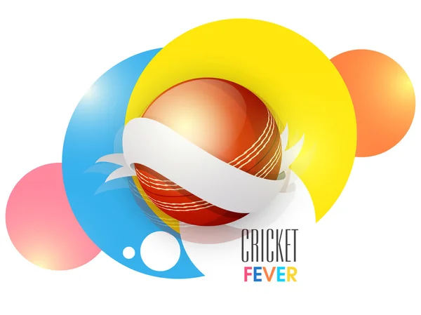 Hezký červený míček pro kriket horečka. — Stockový vektor