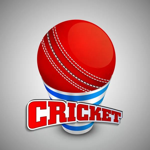 Cricket sports concept with red ball. — Stock Vector