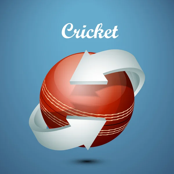 Bola de críquete com seta . — Vetor de Stock
