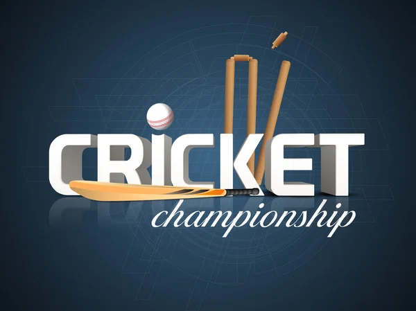 Conceito de esportes de críquete com bastão, bola e cotos de wicket . — Vetor de Stock