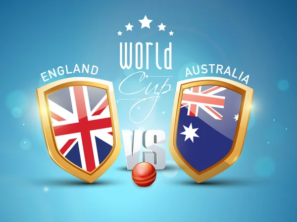 Inglaterra vs Australia World Cup Concepto de partido de cricket . — Vector de stock