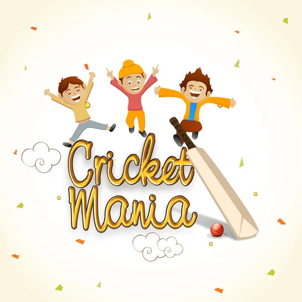 Cute kids with bat and ball for Cricket. — Stock Vector