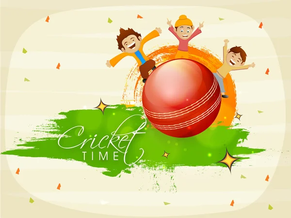 Kriket sportovní koncept s dětmi a míč. — Stockový vektor