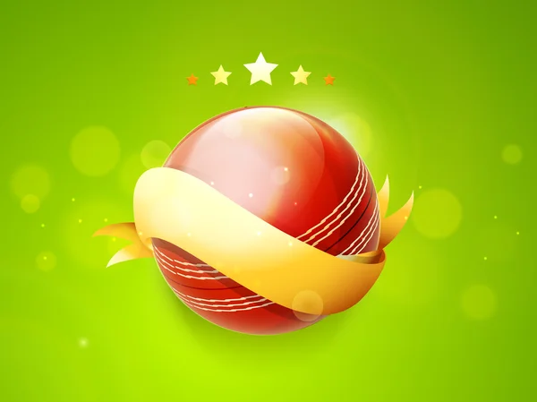 Κόκκινη μπάλα με κορδέλα για το κρίκετ. — Διανυσματικό Αρχείο