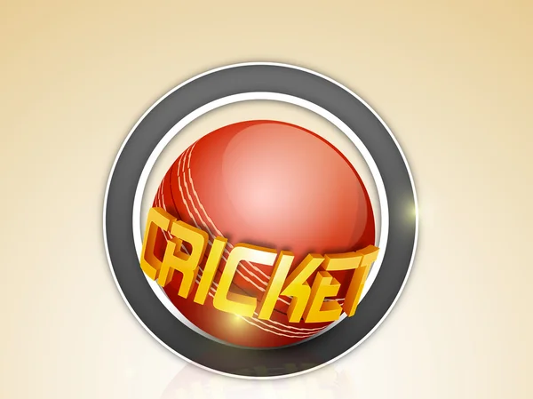 Pegatina con estilo con bola roja y texto en 3D para Cricket . — Vector de stock
