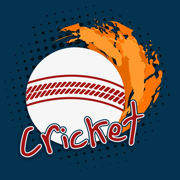 Weißer Ball im Feuer für Cricket. — Stockvektor