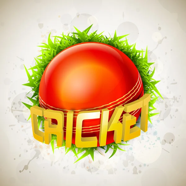 Pelota brillante con texto 3D para Cricket . — Vector de stock