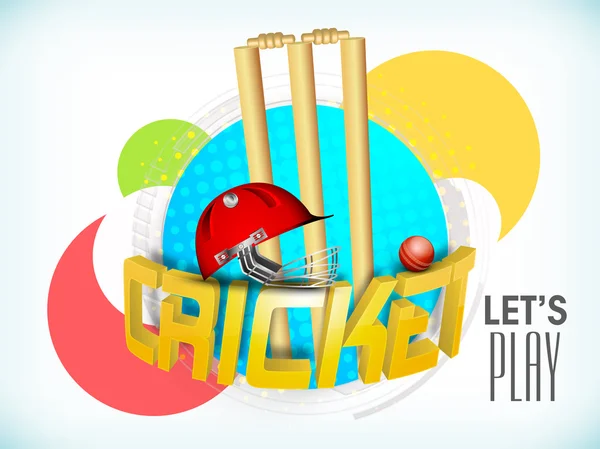 Cricket sport concept met kleurrijke stickers. — Stockvector