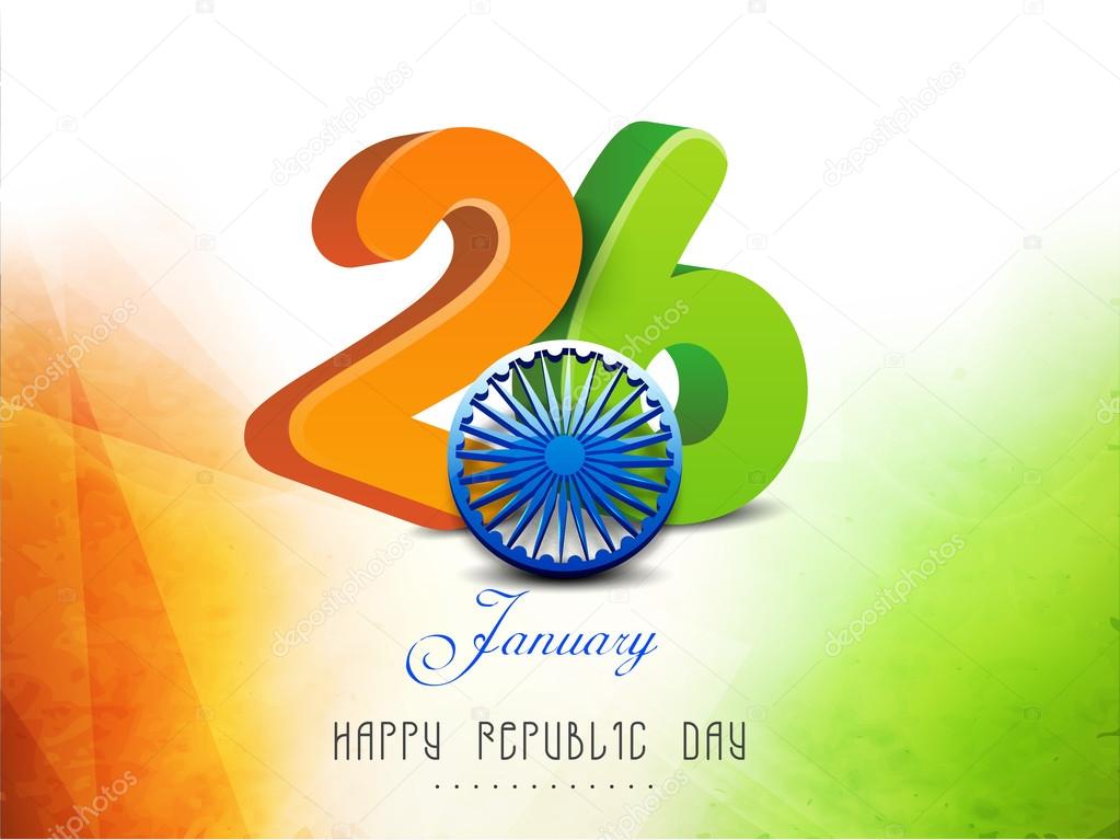 26 January, Happy Indian Republic Day celebration concept.