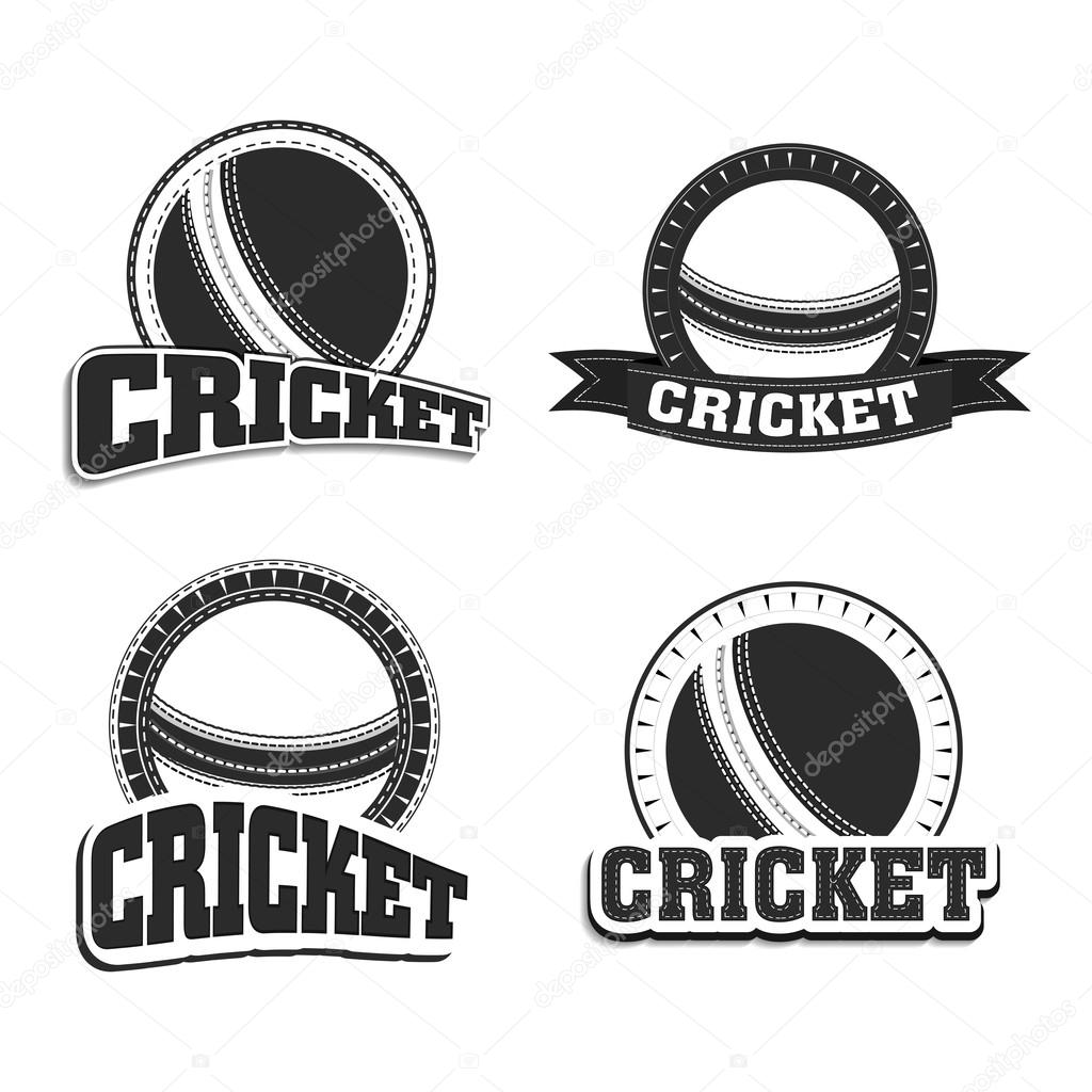 Badge design with ball for cricket sports.