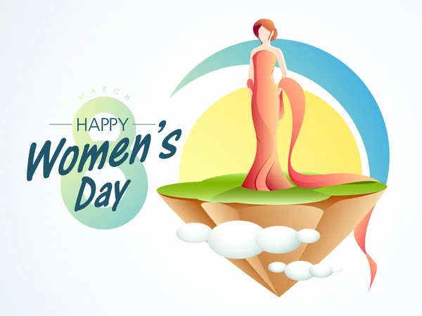 Chica joven para la celebración del Día de la Mujer Feliz . — Vector de stock