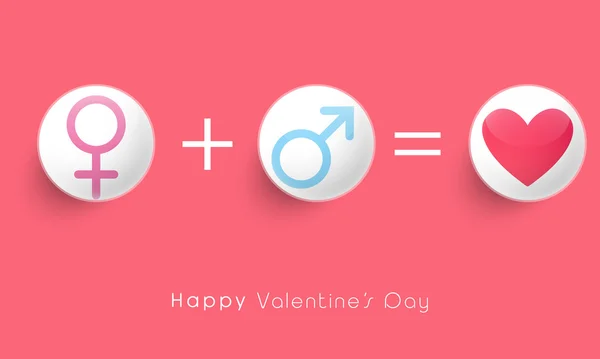 Mannelijke en vrouwelijke symbool voor Valentine's Day viering. — Stockvector