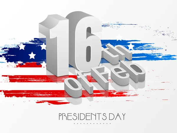 American Presidents Day celebration with 3D text. — Stock Vector