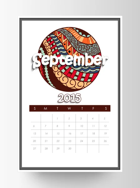 Calendario mensual de Año Nuevo 2015 . — Archivo Imágenes Vectoriales