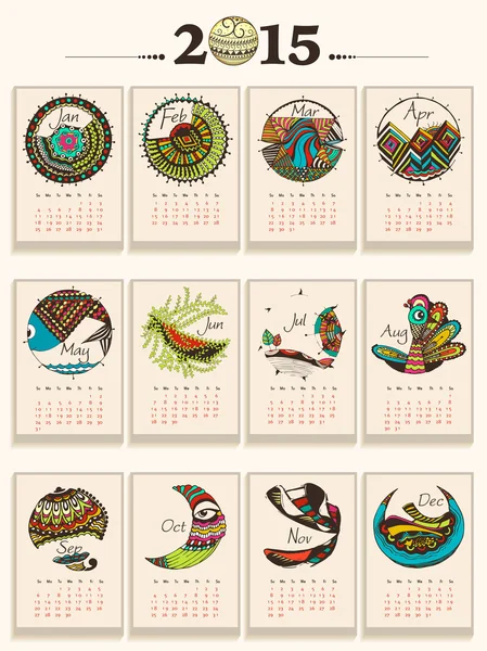El calendario creativo de Año Nuevo 2015 . — Archivo Imágenes Vectoriales
