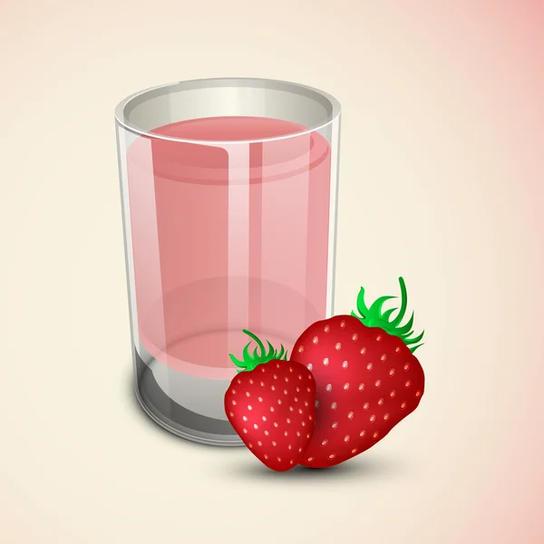 Concept of strawberry juice with strawberries. — Stock Vector