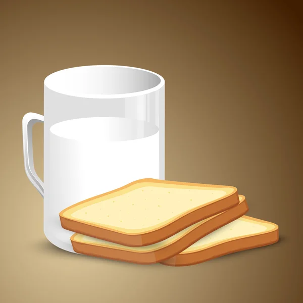 Concept of Milk mug with breads. — Stock Vector