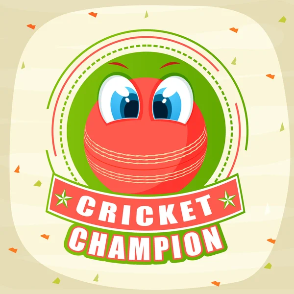 Concept sportif de cricket avec boule rouge . — Image vectorielle