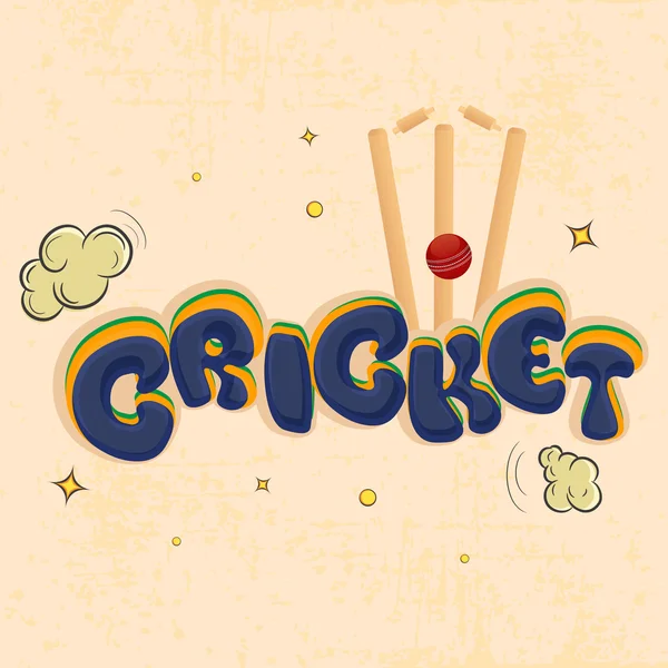 Κρίκετ έννοιας σπορ με την κόκκινη μπάλα και wicket. — Διανυσματικό Αρχείο