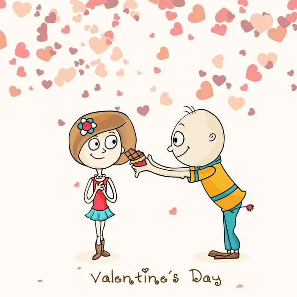 幸せなバレンタインデーのお祝いのかわいい漫画のカップル. — ストックベクタ