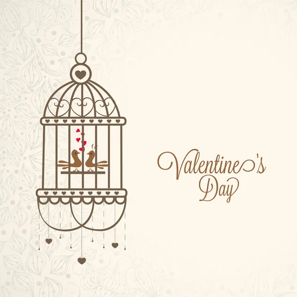 Happy Valentines Day celebration with birds. — Stock Vector