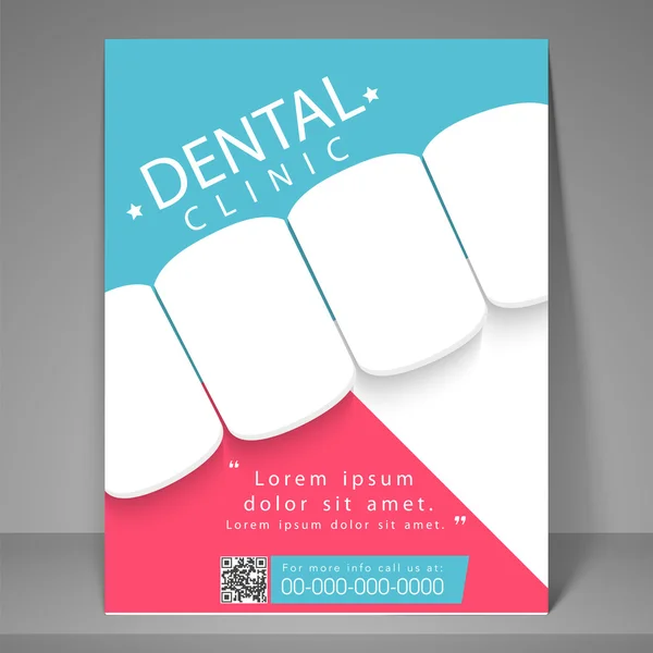 Tandheelkundige kliniek flyer, sjabloon of brochure. — Stockvector