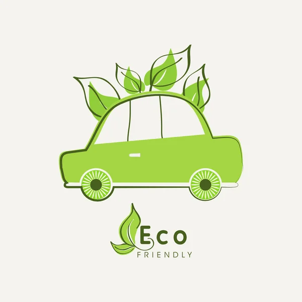 Car with green leaves for Save Nature concept. — Stock Vector