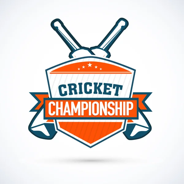 Etiqueta, etiqueta o etiqueta de diseño para el Campeonato de Cricket . — Vector de stock