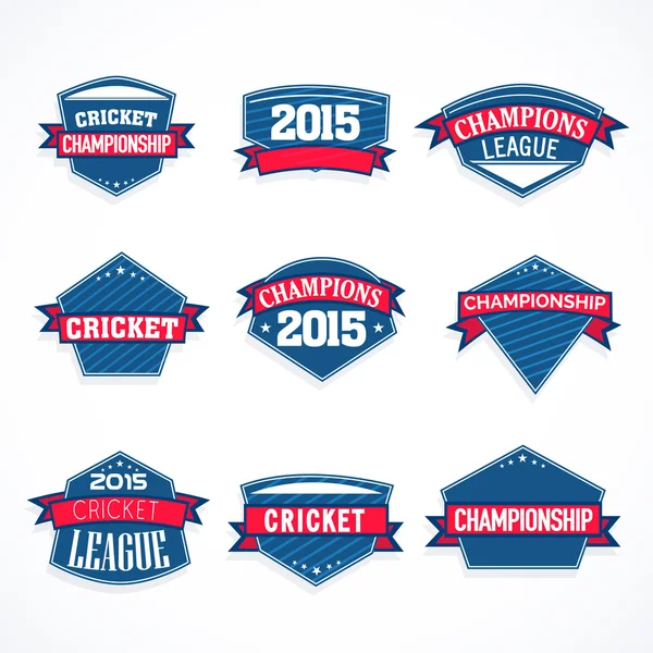 Design de etiqueta, etiqueta ou etiqueta para críquete . — Vetor de Stock