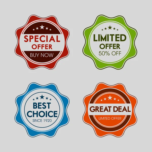 Badge, label and sticker for special offer. — Stock Vector