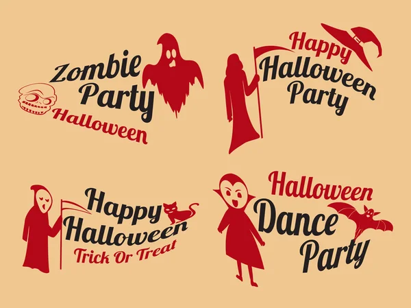 Badge en poster voor Halloween party. — Stockvector