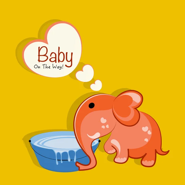 Concept of elephant with water tub and speech bubble. — Stock Vector