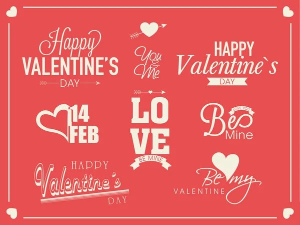 Typographic collection for Happy Valentines Day celebration. — Stock Vector