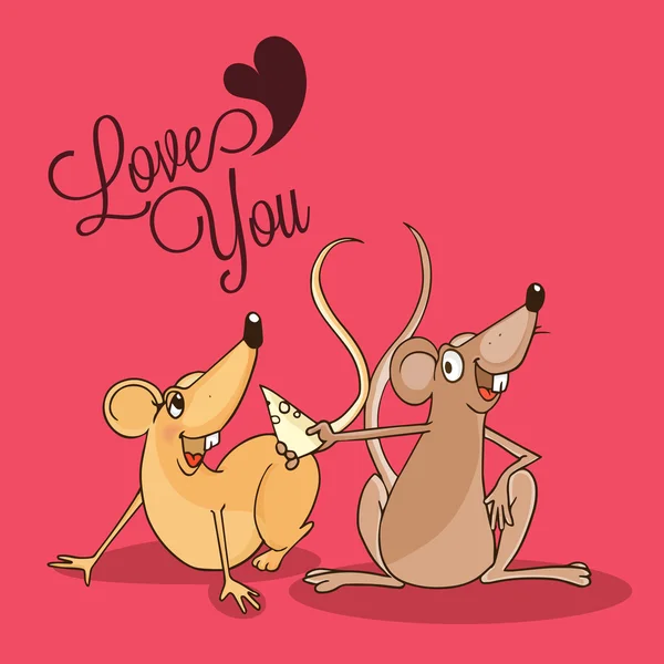 Schattig rat paar voor Happy Valentines Day celebration. — Stockvector