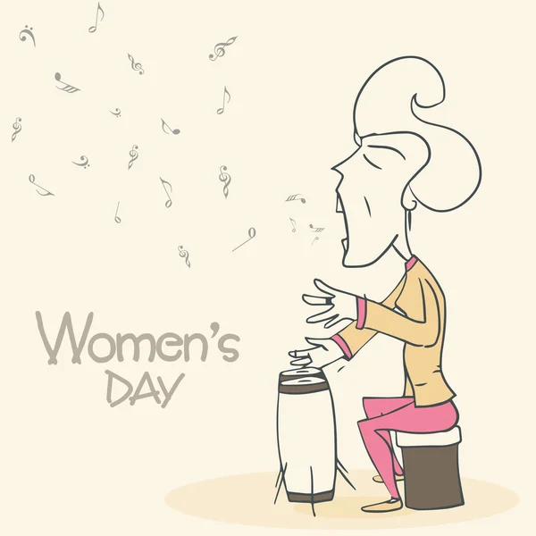 Women's Day celebration with young lady character. — Stock Vector