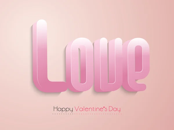 Texto rosa en 3D para la celebración del Día de San Valentín . — Vector de stock