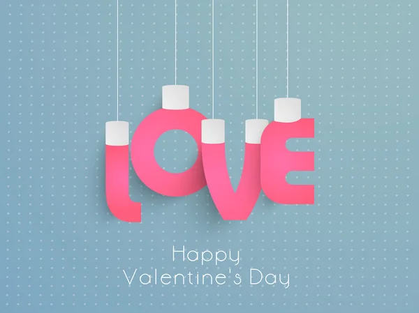 Happy Valentine's Day celebration with pink hanging text. — Stock Vector