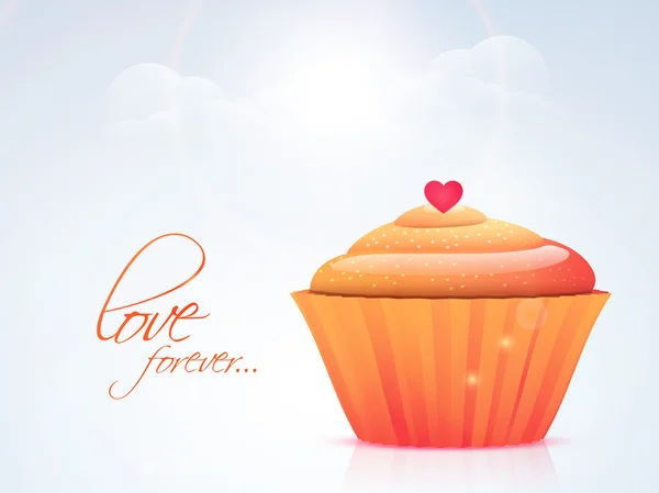 Joyeuse fête de la Saint Valentin avec cupcake . — Image vectorielle