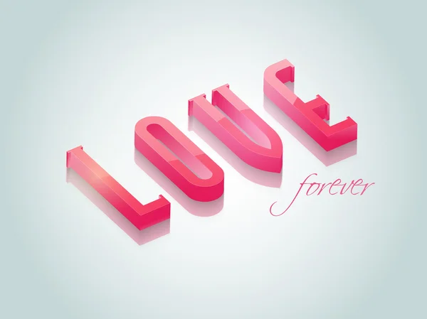 Texto en 3D para las celebraciones del Día de San Valentín . — Vector de stock