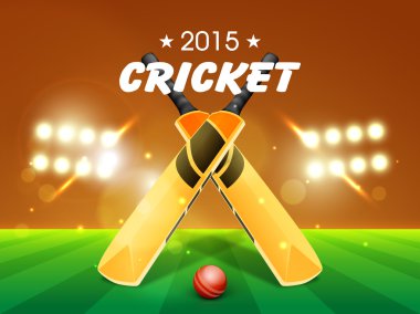 Kriket 2015 için topu ile parlak yarasalar.