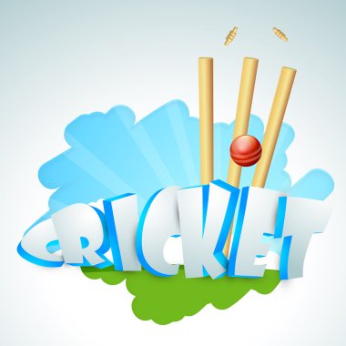 Kriket top ve küçük kapı yükün ile 3D metin.