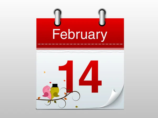 Pagina del calendario per Happy Valentines Day . — Vettoriale Stock