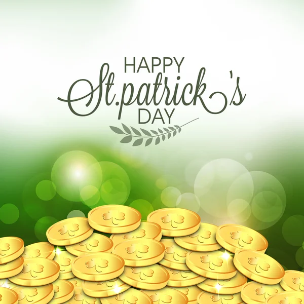 Happy St. Patrick's Day celebration with gold coins. — Stock Vector