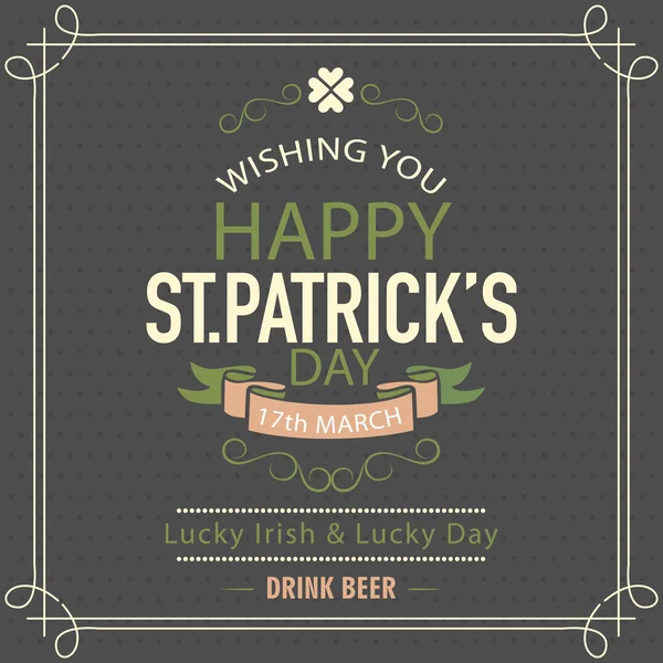 Cartel o pancarta para la celebración del Día de San Patricio . — Vector de stock