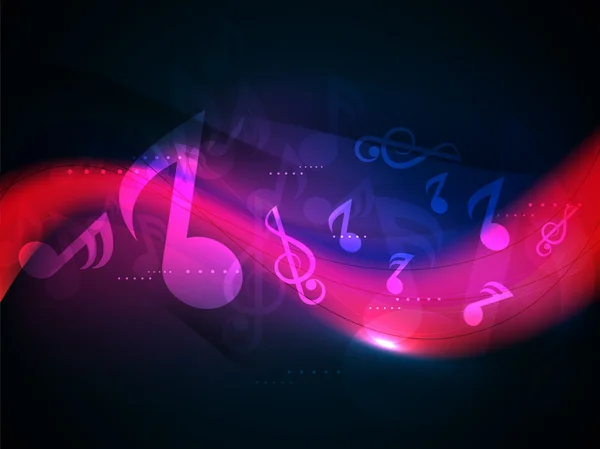 Signe musical avec des vagues colorées brillantes . — Image vectorielle