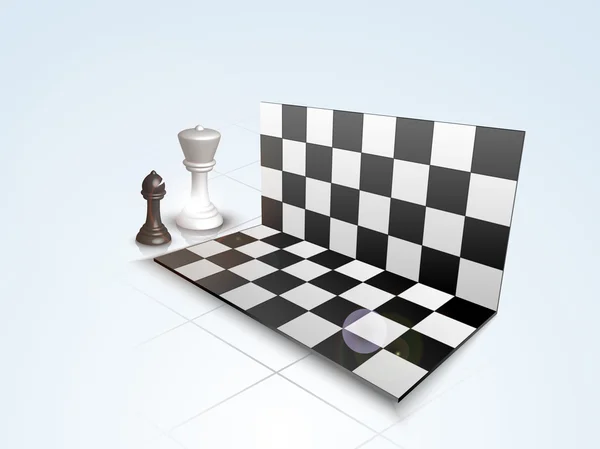 Concept d'échecs avec son échiquier et ses figures . — Image vectorielle