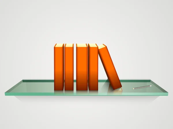 Concepto de libros sobre estante de vidrio . — Vector de stock